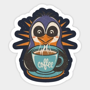 Tired Penguin Coffee Lover Sticker